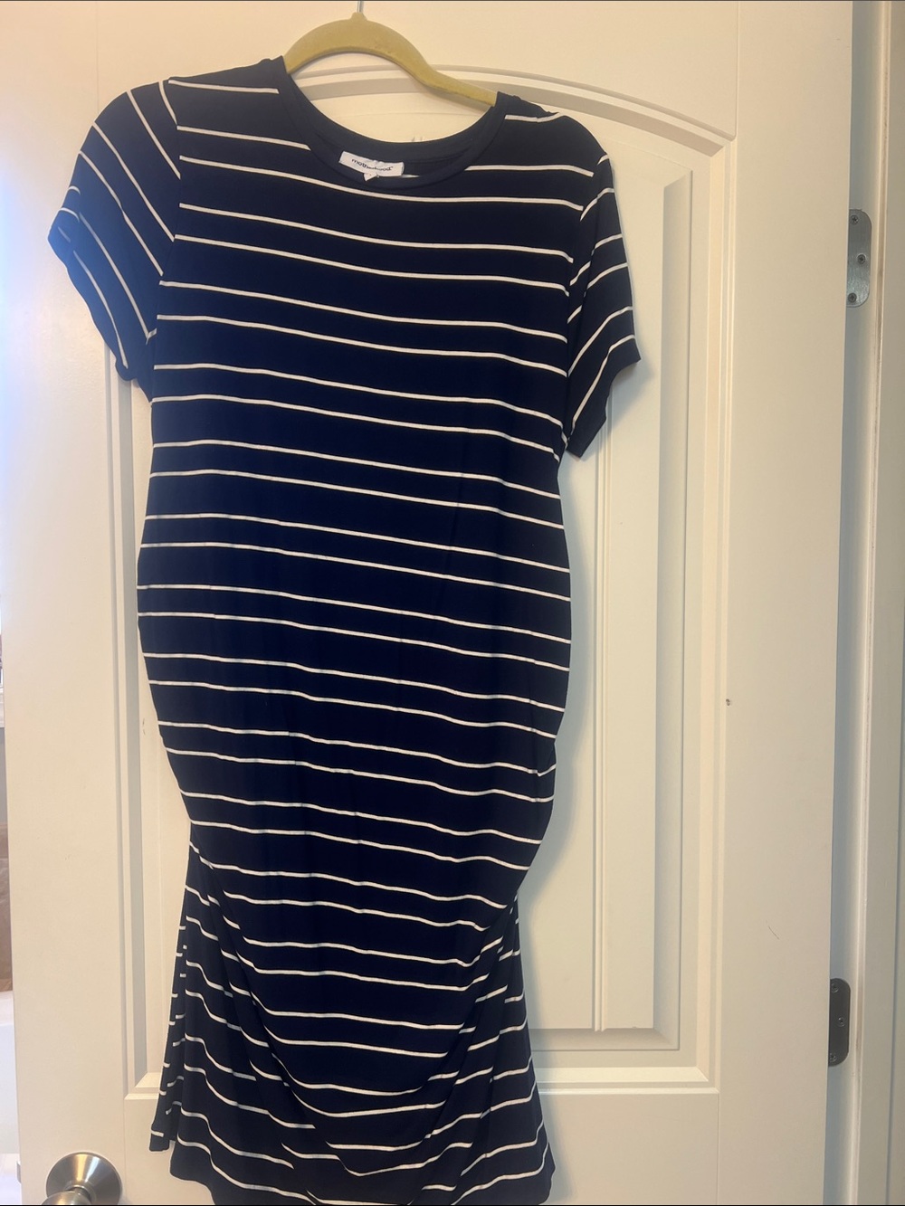 Motherhood Navy and White Striped Maternity Dress